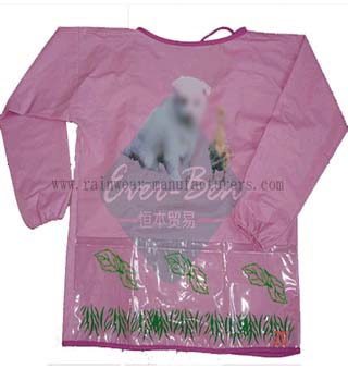Pink PVC art apron-childrens painting apron-pvc apron with pocket